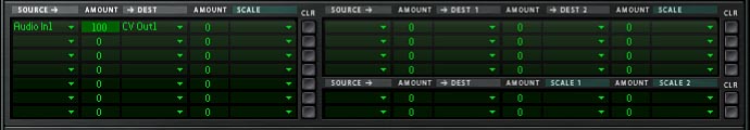 Audio-to-CV routing in
Thor