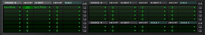 Keyboard tracking set in
mod section